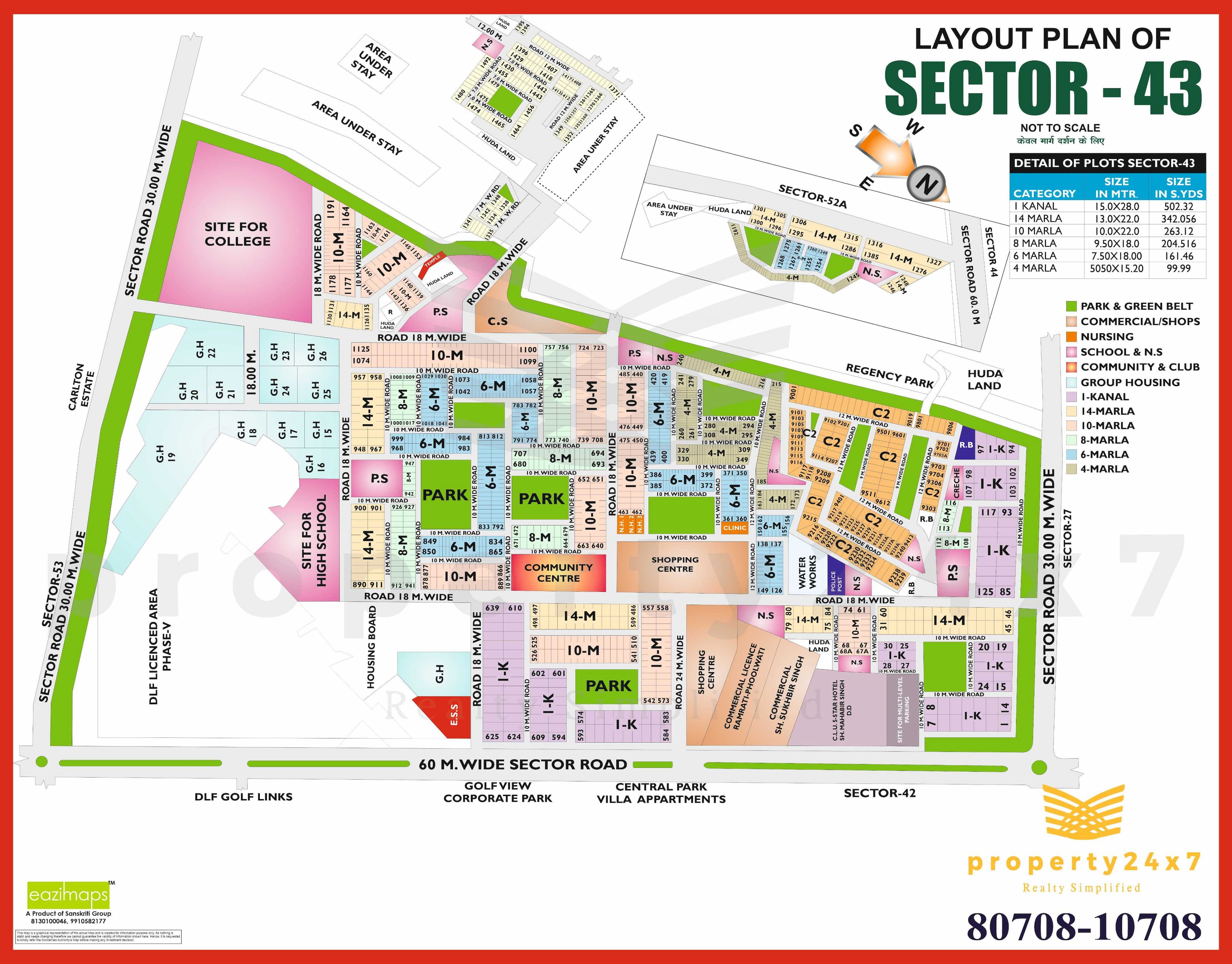 8 Marla ( 204Sq.Yd ) Plot For Sale in Sector 43 Gurgaon.