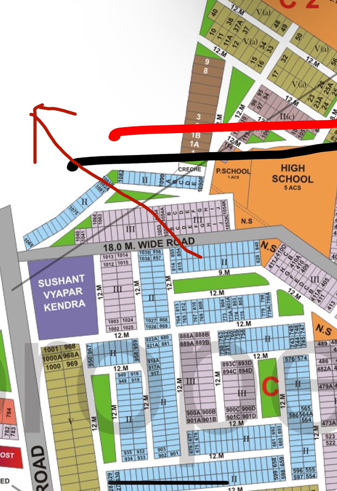PLOT IN SUSHANT LOK 1, GURGAON, PARK FACING, NEAR VYPAR KENDRA MARKET