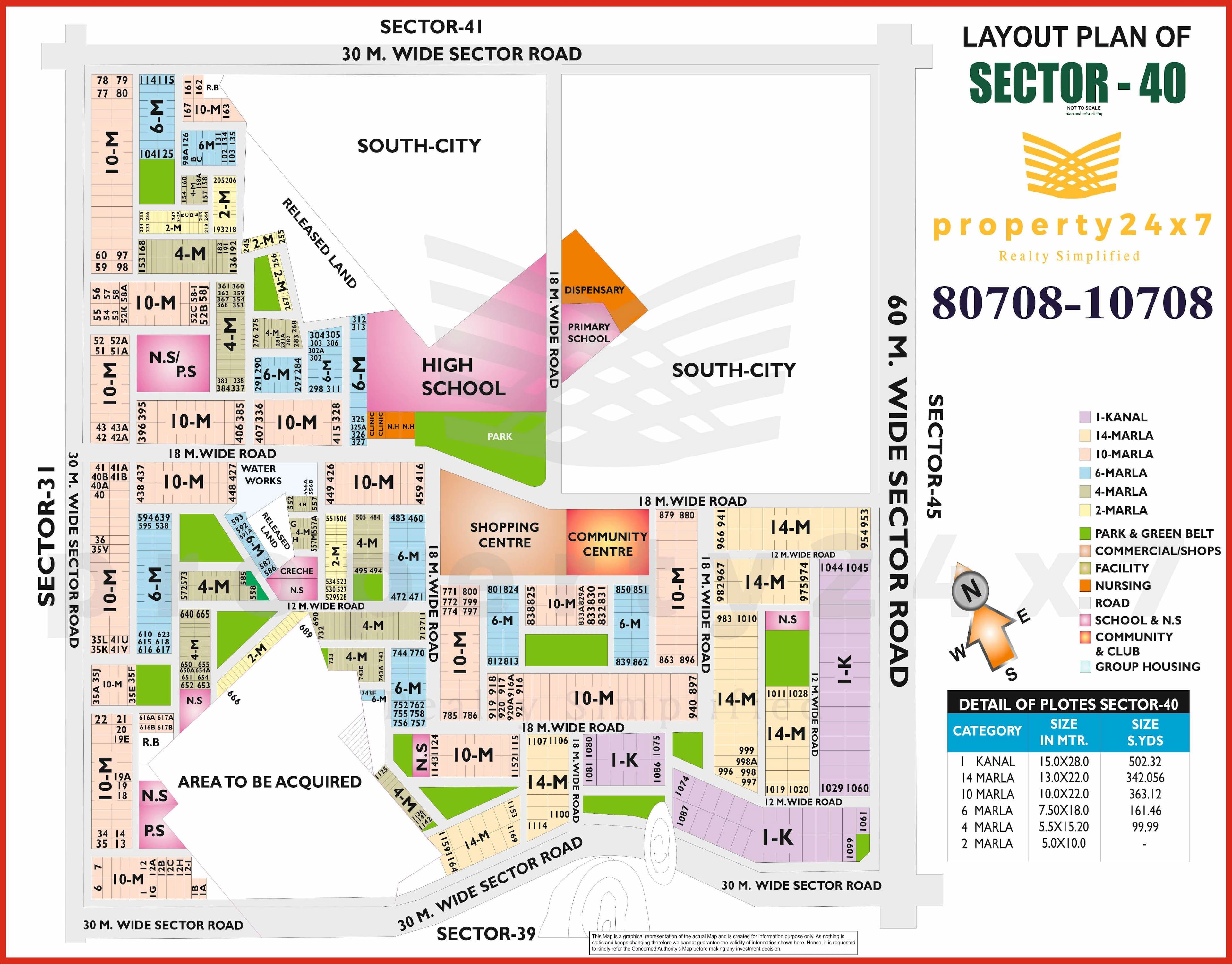 10 Marla (263Sq Yd ) Plot For Sale in Sector 40 Gurgaon 