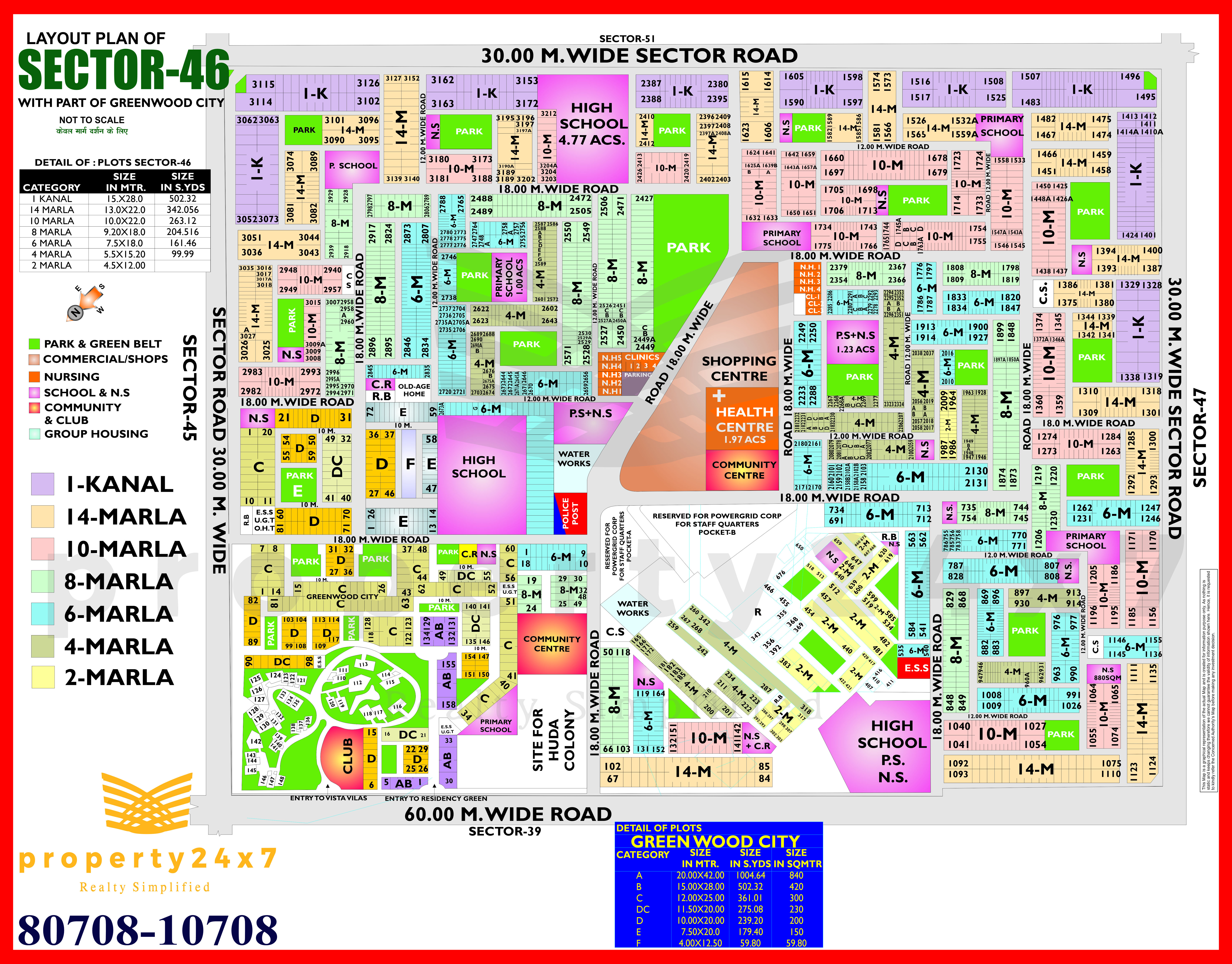 North East/Park Facing Plot for Sale in Sector 46, Gurugram (Size 500 Sq Yd/ 1 kanal)
