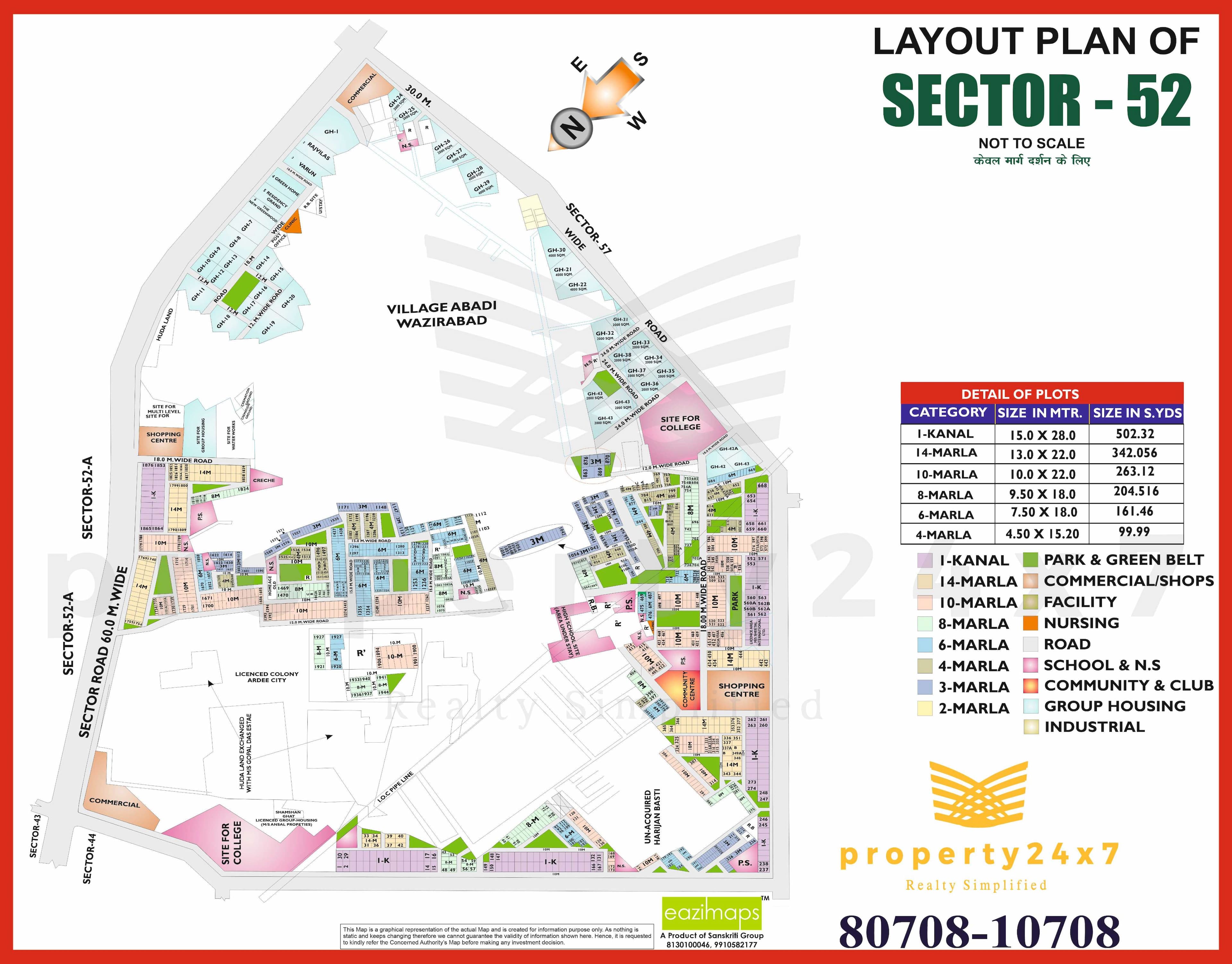 8 Marla ( 204 Sq Yd ) Plot For Sale in Sector 52 Gurgaon