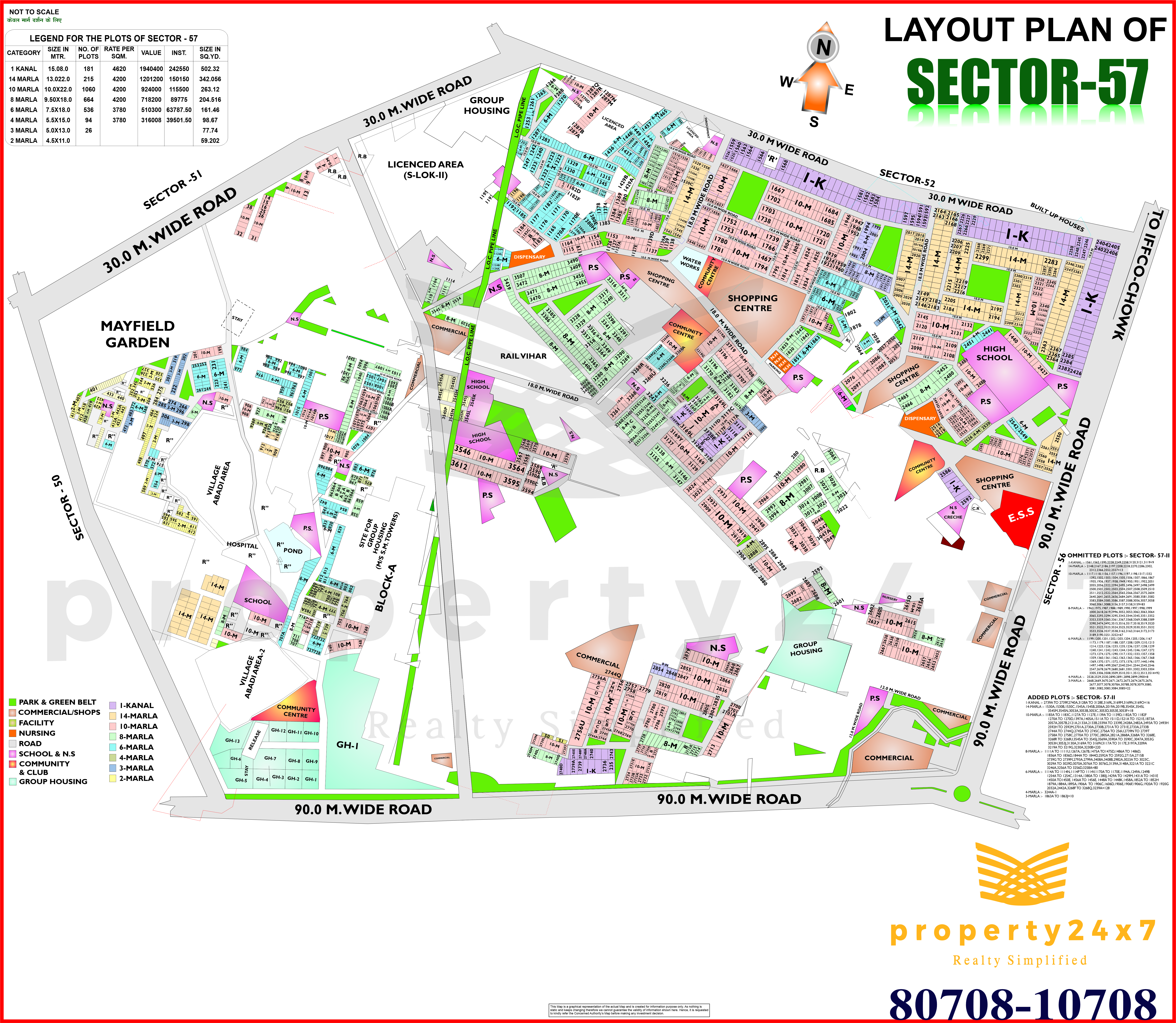 North-East 204 Sq Yd/8Marla plot for sale in sector 57, Gurugram (Haryana)
